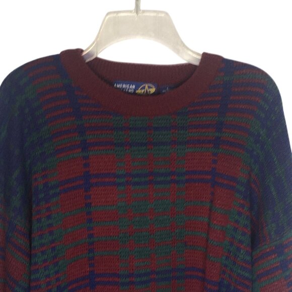 Vintage American Weekend Grandpa Sweater Cosby Mens Large Plaid Pullover 90s - Picture 10 of 12